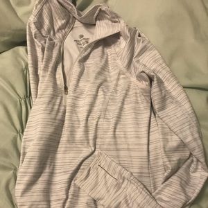 White Striped Long Sleeve Quarter Zip Top